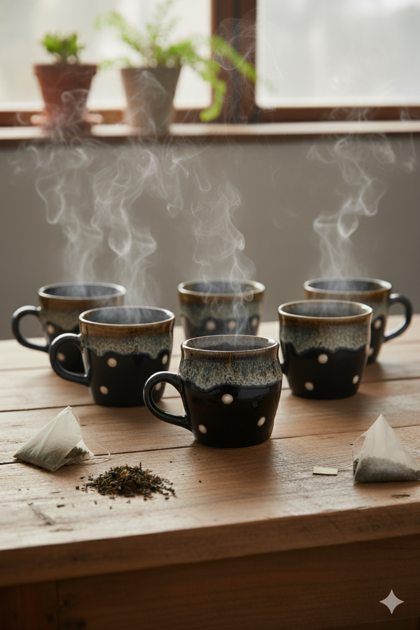 Black Polka Dot Ceramic Cup